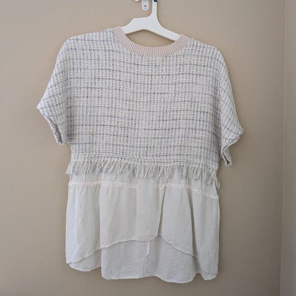 Zara Tops - Zara Woman White And Blue Top With Fringe And White Under Shirt
